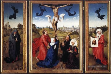 Crucifixion Triptyque hollandais peintre Rogier van der Weyden Peinture à l'huile